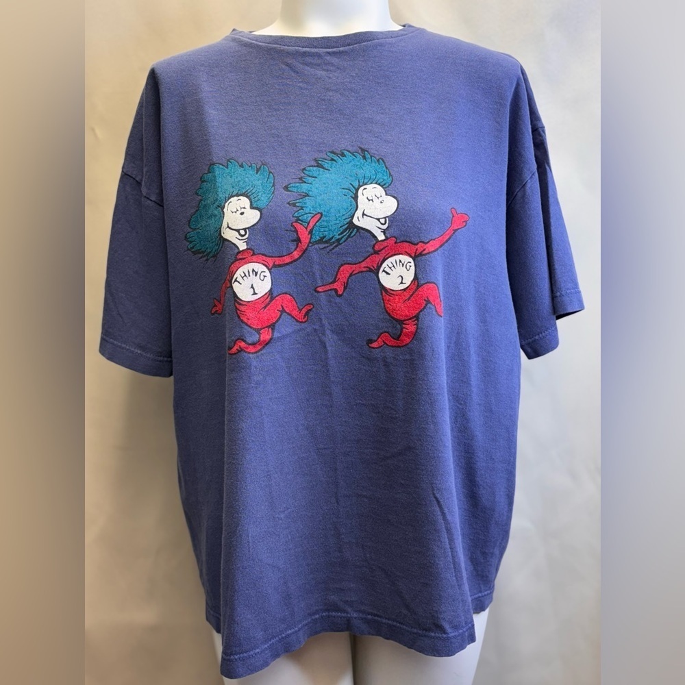 Dr. Seuss Vintage Thing 1 & Thing 2 Short Sleeve T-Shirt No Size Use Measurement